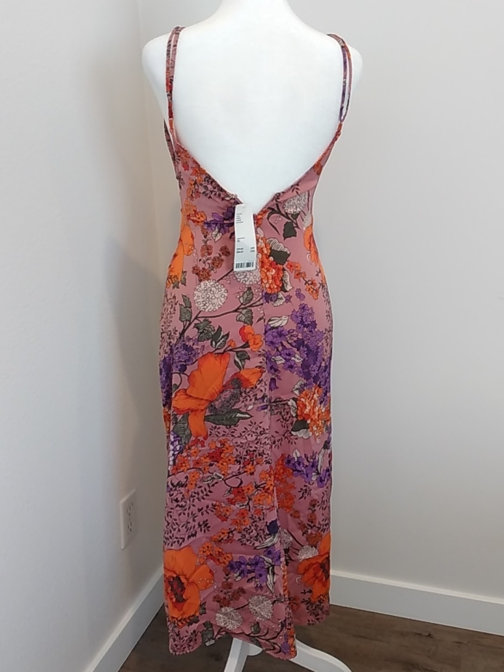 Urban Outfitters Mauve Floral Midi Dress, Orange & Purple Blooms Sexy Coquette - Picture 5 of 8